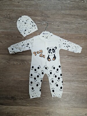 Nana Baby Overall mit Mütze Panda100% Baumwolle Gr. bis 6-9 Monate