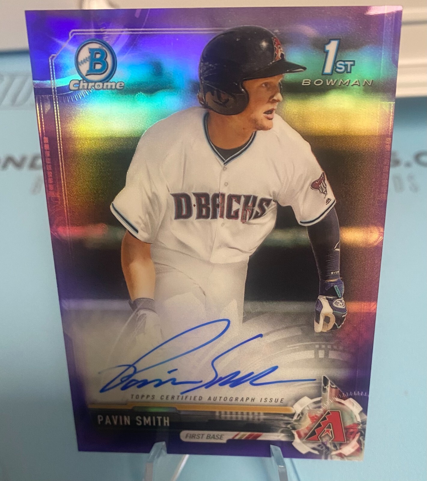 2017 Bowman Chrome Draft PAVIN SMITH Purple AUTO Rookie Card RC /250 DBACKS