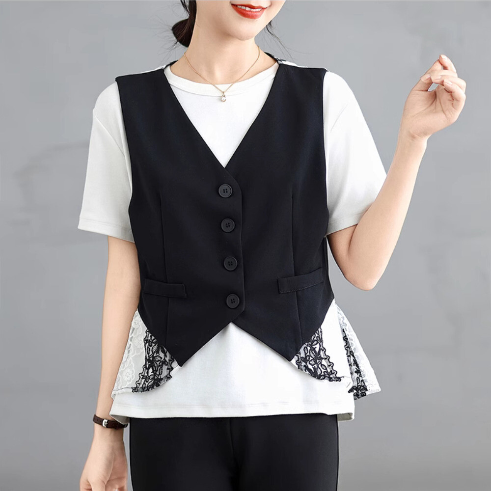 Haut En Dentelle Femme Sans Manches - Gilet Maille Creux Style Rétro - Taille Unique