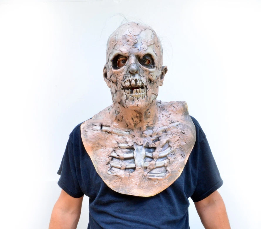 Scary Halloween Walking Dead Decaying Zombie Skeleton Skull Latex Mask - Image 4 of 4