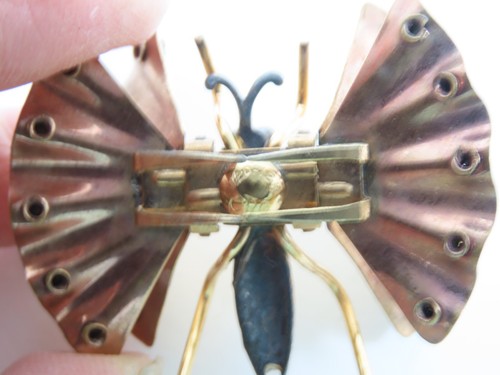 Charles Reis Sign CR co. Hinged Butterfly Clip Brooch Rhinestones 12 K Gf D2169 - 第 7/9 張圖片