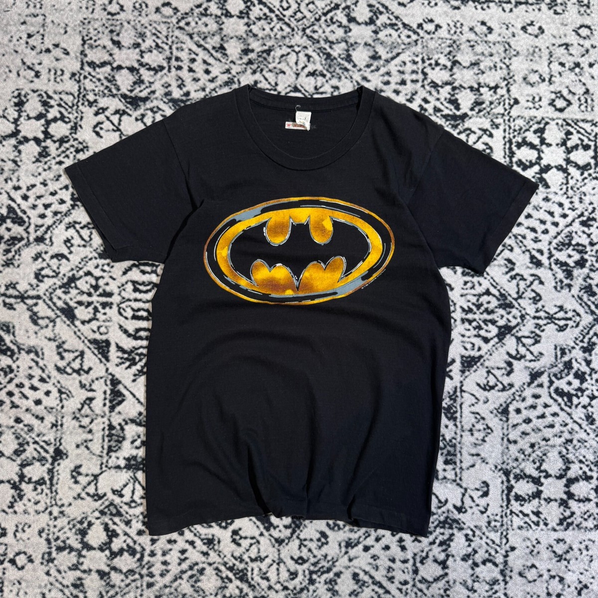 Vintage Unisex Black Cotton T-Shirt Size S Batman 80s Movie 