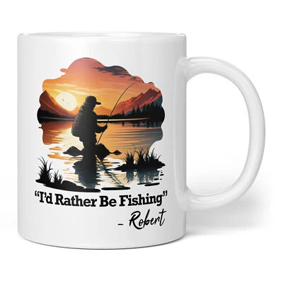 MUG PIXIE Fishing Mug - Personalized Fishing Cup, I'd Rather Be Fishing Custom Name Gift