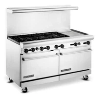 American Range AR6B-24RG, 60 inch Heavy Duty 6 Burner & 24 inch Griddle/Broiler
