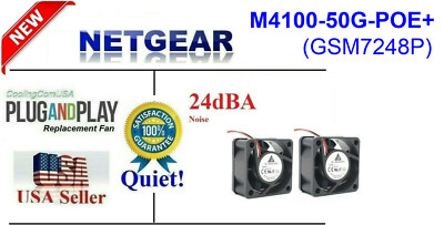 2x Quiet Version Replacement Fans for Netgear M4100-50G-POE+ (GSM7248P ...