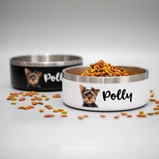 Personalized Pet Bowl with Name+Photo, Custom Non-Slip Dog & Cat Food and Water
