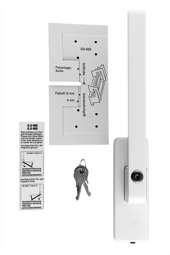 GU Sliding Door Knob Handle K-13971-02-L-7, White, DIN Left, Lockable - Picture 3 of 6