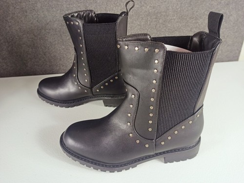 BNIB City Chic Size 39 8 Wide Fit MINKE Ankle Boot Black Biker Silver Studs - Picture 14 of 20