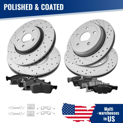 Front Rear Drilled Disc Rotors +Brake Pads for Durango Grand Cherokee 2011-2020