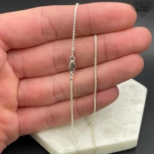 Italian Solid Sterling Silver Spiga Link Chain Necklace 925 Silver Chain UNISEX