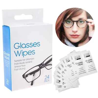 SECOND GLANCE 24pk Glasses Lens Wipes suitable for all Optical Lenses, Phone Screen, Tablet