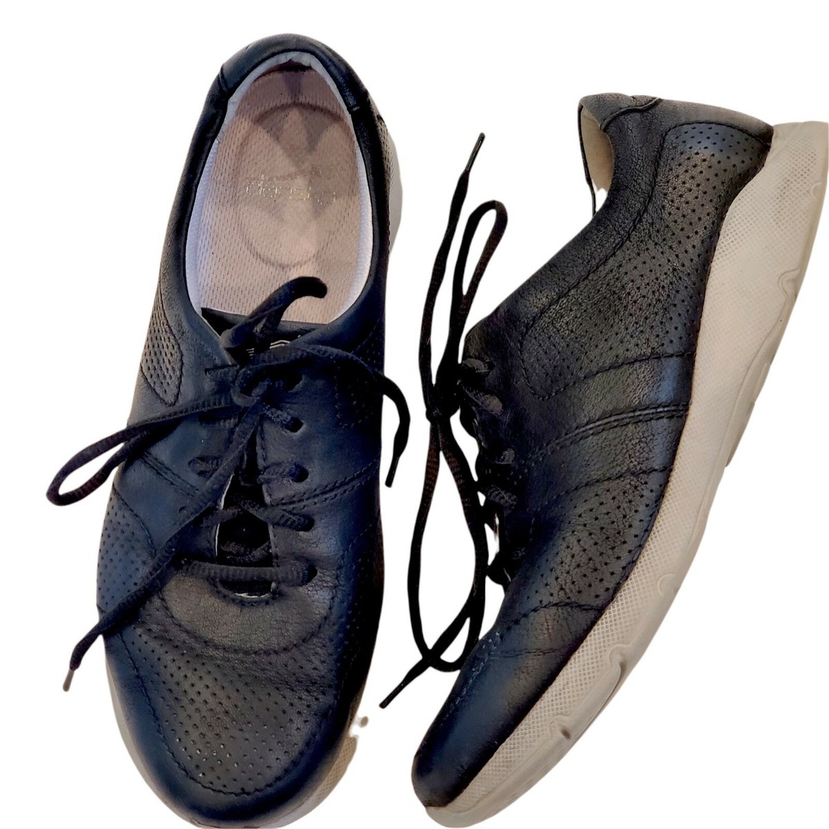 Dansko Women's Alissa Sneaker Shoes Black Leather Gray Sole Size