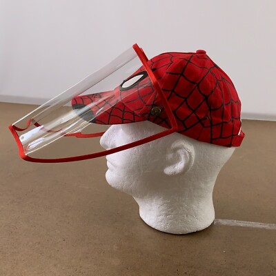 TaiMoon Youth One Size Red Spiderman Removable Protective Shield Adjustable Hat