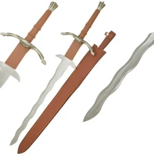 41" Viking Buster Sword Silver Cross Guard & Silver Pommel  With Leather Sheath