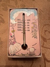 Vintage Wood Baby Bath Water Thermometer - Little Bo Peep Theme - Original Box