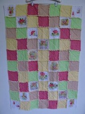 Holly Hobbie Rainy Days Fabric Patchwork Crib Qullt Gingham Pinked Raw Edge