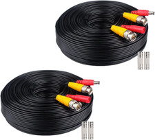 2PACK 200Ft De Cable BNC Video Wire Cord Camara De Seguridad Para CCTV DVR Negro