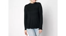 LOGO Life by Lori Goldstein Waffle Mock Neck Top A631305 Black XS