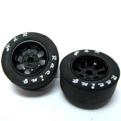 NEW H&R Racing HR1109 Nascar Front Blk Narrow Wheel with Rubber Tire (2) 1:24
