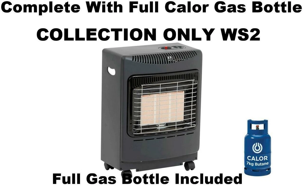 NEW GREY 3 SETTING SMALL HEATER u0026amp; CALOR GAS LPG FULL BOTTLE u0026amp; REG  PORTABLE MINI | eBay