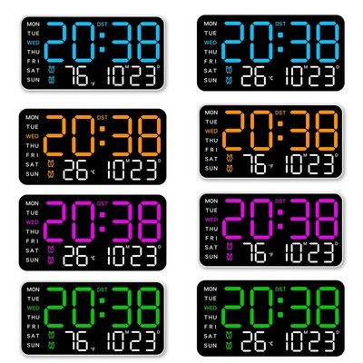 LED Digitale Wanduhr mit Temperatur Datum Wochenanzeige Batteriebetrieben
