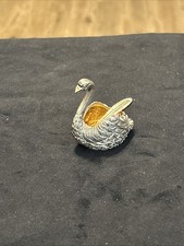 Vintage Sterling Silver Swan And Spoon Salt Cellar Bowl .925 TANE MT-0