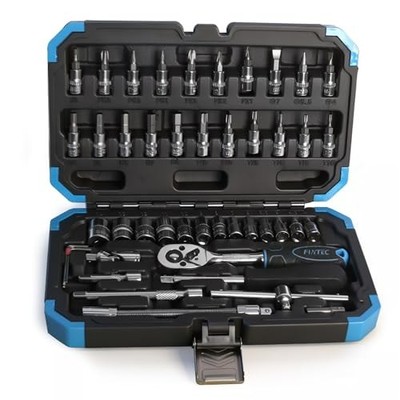 FIXTEC 46-Piece 1/4-Inch Drive Socket Ratchet Wrench Set, Metric Socket & Bit