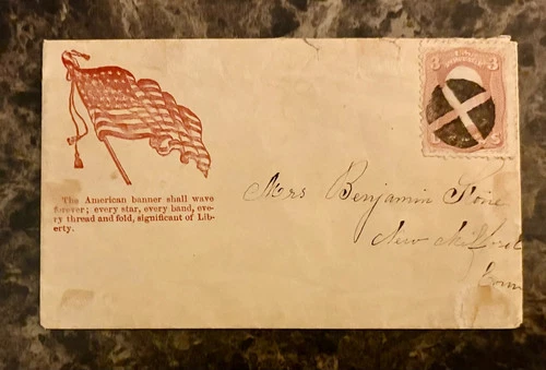 c1860's Civil War Patriotic Cover American banner shall wave forever