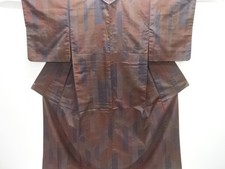 7720266: JAPANESE KIMONO / ANTIQUE KIMONO / SILK / TSUMUGI / GEOMETRIC