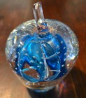 Lot Of 2 Vintage Glass Apple Paperweights Blue Middle / Clear  — photo 3