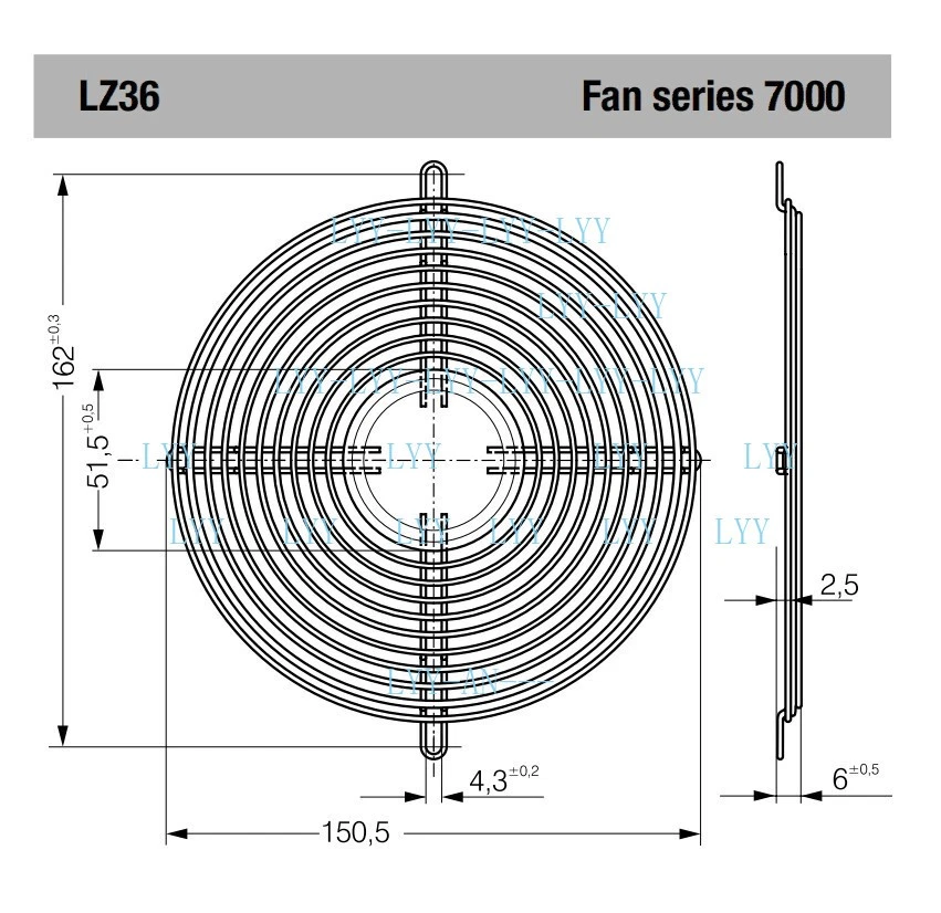 LZ36 LZ-36 Fan Series 7000 Ebmpapst Fan Finger Guard Metal 172?G150MM - Image 2 of 2