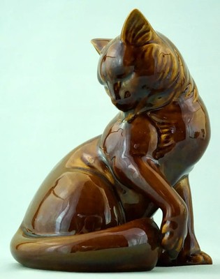 LA FARNESIANA PARMA Italien Carlo Corvi Skulptur Figur Majolika Katzentier