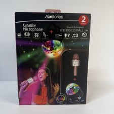 Acellories Karaoke Microphone Sound Activated LED Disco Ball 2 Pack MIC15