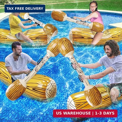 [Upgraded Log Rafts] 4 Pcs Jumbo Inflatable Battle Log Pool Game - 2 Players Inf