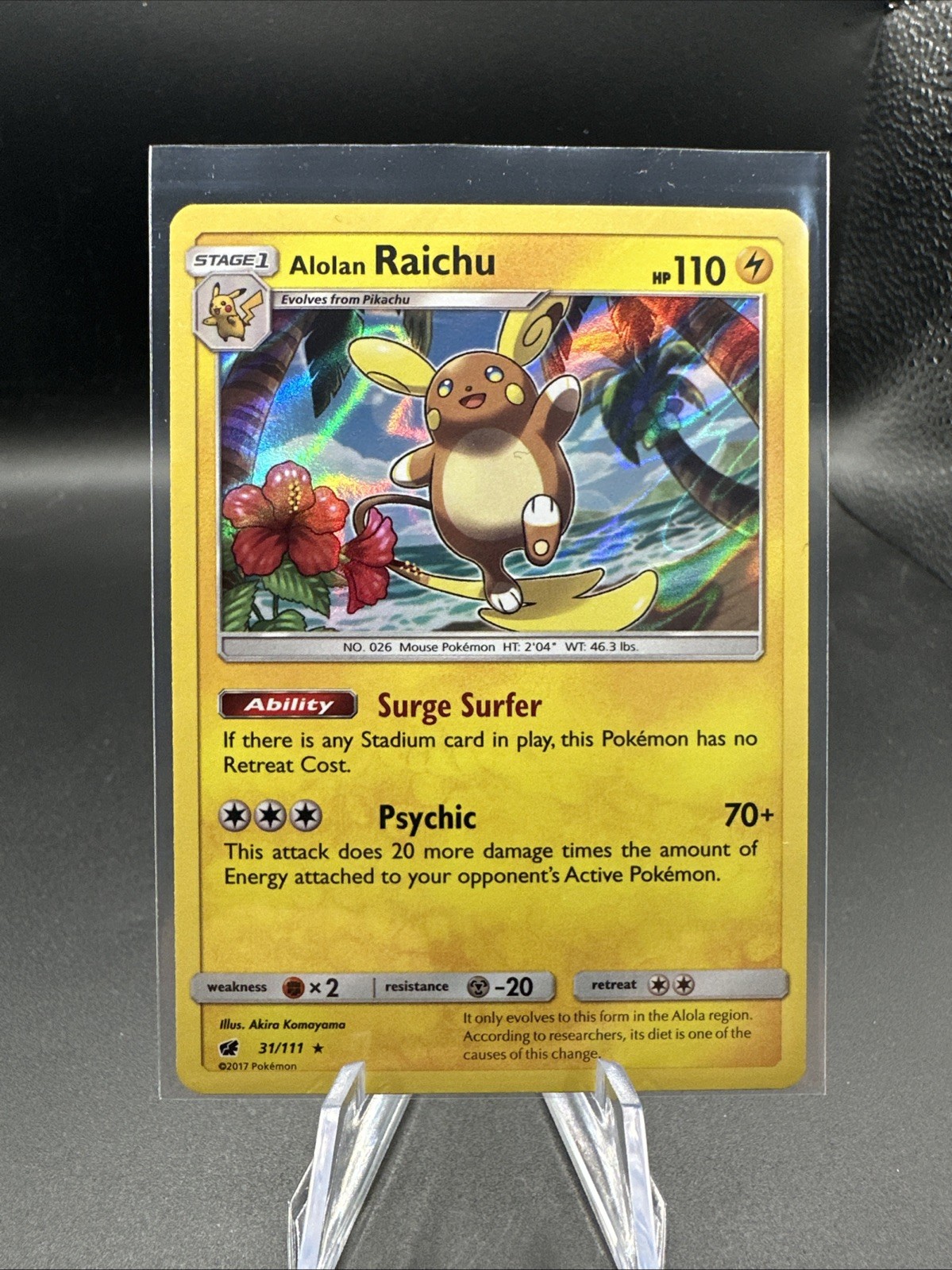 Alolan Raichu 31/111 Holo Rare Crimson Invasion Pokemon Near Mint
