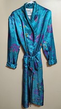 Vintage Women Long Paisley Multicolor Kimono Style Robe Long Sleeve Size L