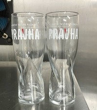 2 x Pravha by Staropramen Tall Beer Pint Glasses. Home bar / Man Cave