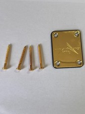 Ship US Electric Guitar Neckplate Metal Neck Plate For Fender Strat Tele Gold