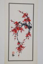 Chinese Brush Painting - Vintage - Original / Signed - Floral Ink & Watercolor