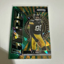 T.J. Watt 2023 Prizm NFL Green Cracked Ice SSP Hype #H-14 Pittsburgh Steelers
