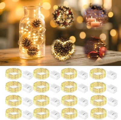 18 Stück LED Lichterkette Batterie Klein, 2M 20LED 3 Modi Lichterketten Innen Mi