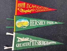 Vintage Souvenir Pennants Pittsburg Airport Chicago Chinatown Hershey Park Arena