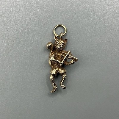 Charm Katze und Geige 9 kt Gold