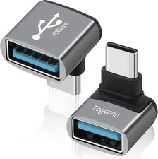 90 Degree USB C to USB Adapter 10Gbps, 2-Pack Right Angle Type-C Male to USB-A