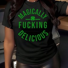 St Patrick's Day Print Shirt T-Shirt Crew Neck Cotton Short Sleeve Sports Tee