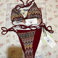BAMBA SWIM Chevron Triangle Bikini Set Halter...