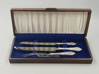 Rose Point Wallace Sterling Silver 3 Piece Roast Carving Utensils Set, Boxed