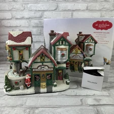 St. Nicholas Square Illuminated Reindeer Salon Hand Painted Lights Up Santa