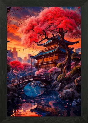 Kirschblüte Japanisch Gerahmtes Wandbild Poster Leinwanddruck Bild