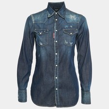 Dsquared2 Blue Chambray Distressed Shirt S